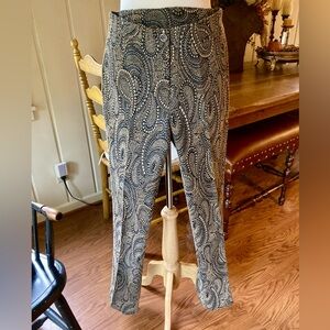 Vintage Signe Navy Print Stretch Pants 42/10